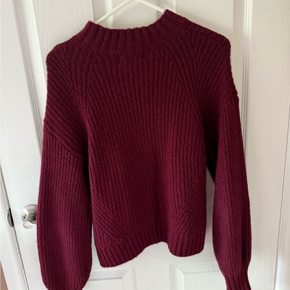 Old Navy Maroon Slightly Cropped Mock Neck Sweater